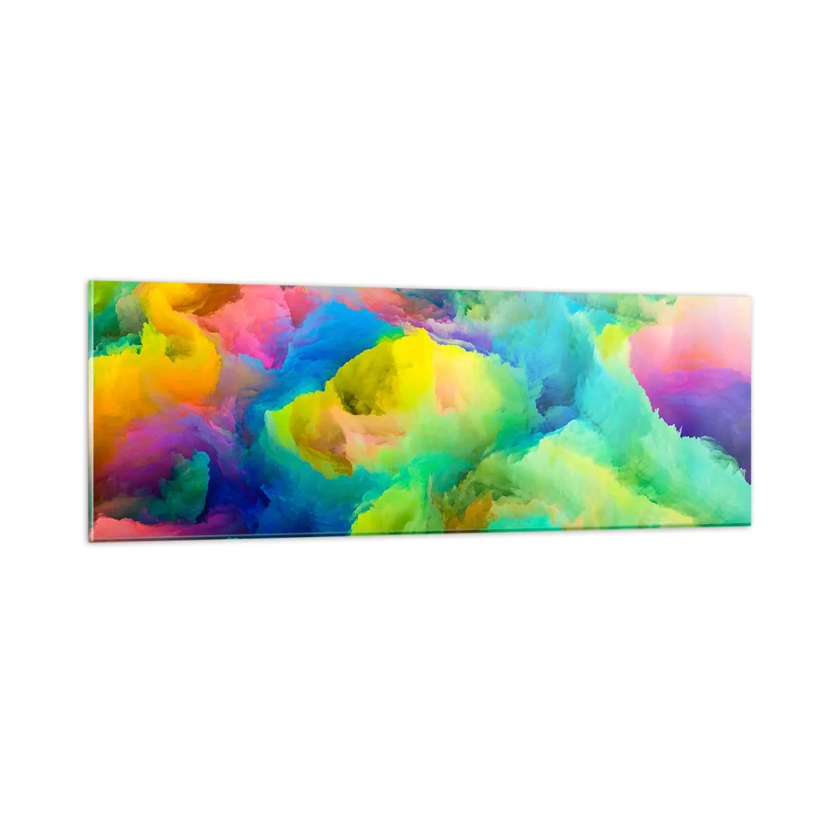 Obraz na skle - Duhové chmýří - 90x30 cm