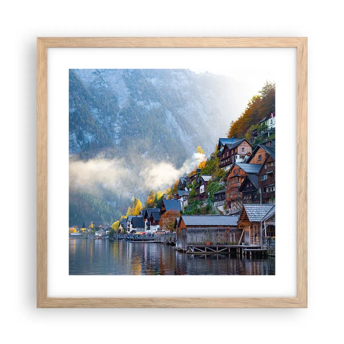 Plakát v rámu světlý dub - Alpská krajina - 40x40 cm