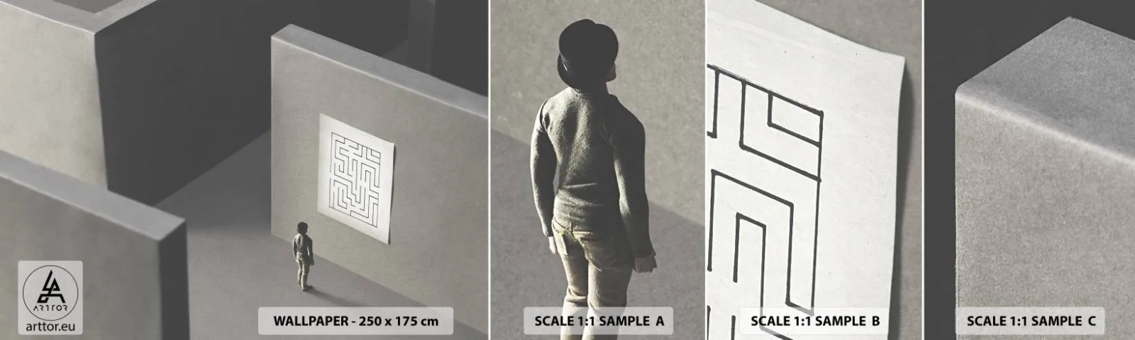 Vzor Fototapety Samolepicí Deluxe Sticker - Kde to ale jsem? - Bludiště, Abstrakce, Kus - 100x30 cm