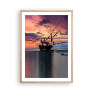 Plakát v rámu světlý dub - Exotický večer - 50x70 cm