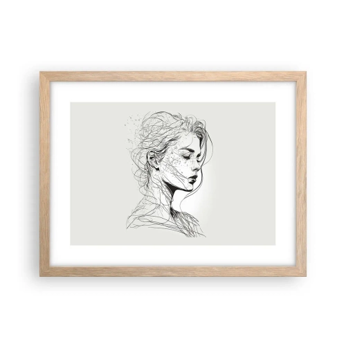 Plakát v rámu světlý dub - Portrét v zamyšlení - 40x30 cm