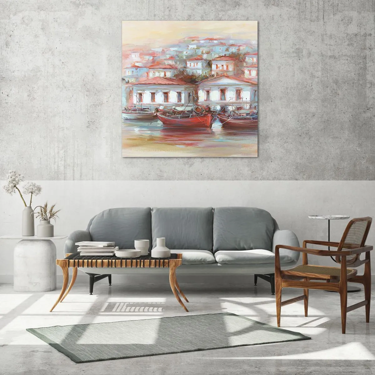 Obraz na skle - Šťastné městečko - 60x60 cm