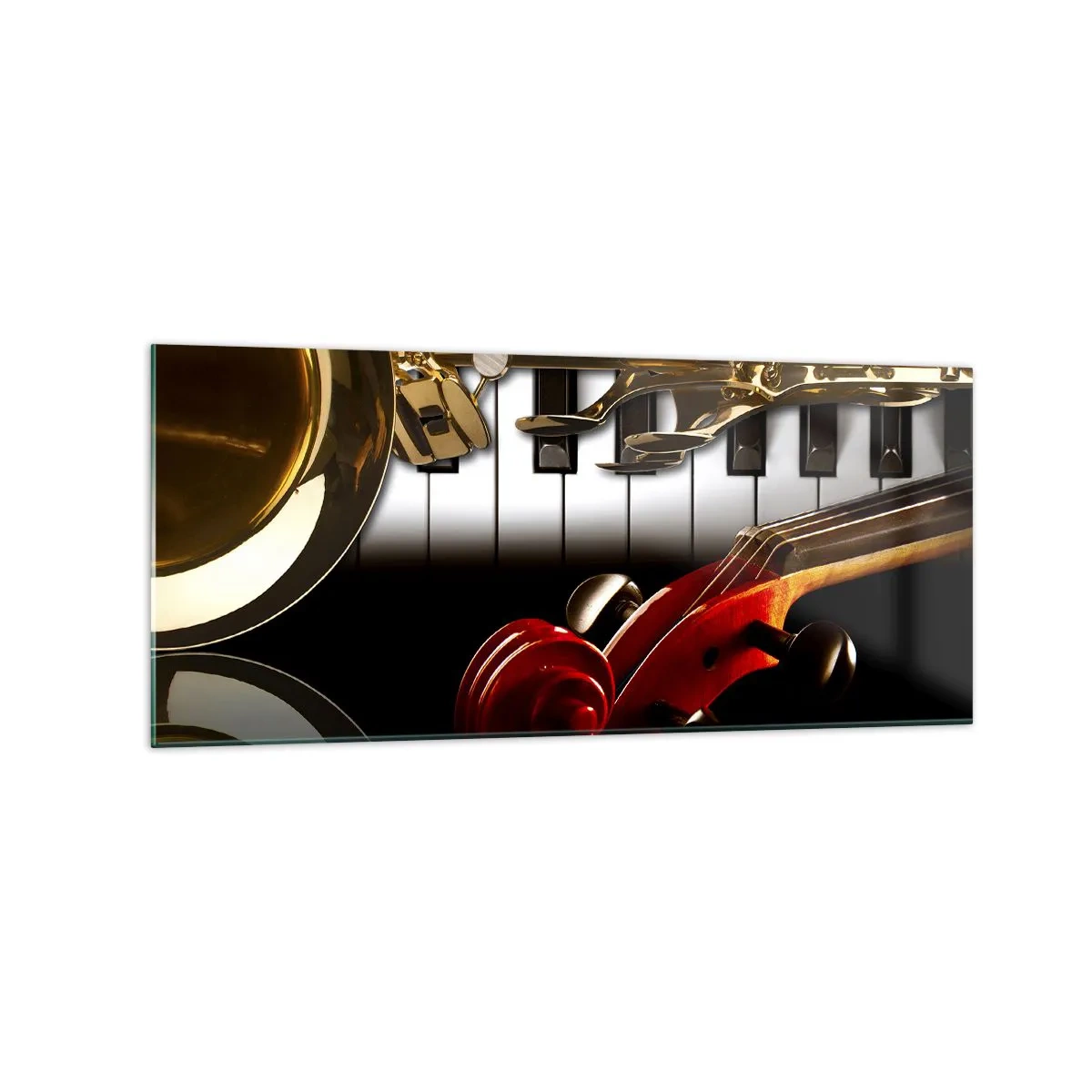 Obraz na skle - Plech, dřevo a slonovinová kost - 120x50 cm