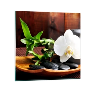 Obraz na skle - Oddejte se doteku přírody - 30x30 cm