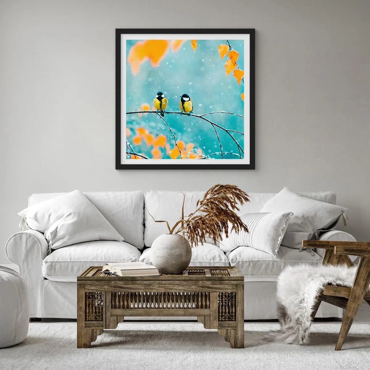 Plakát v černém rámu - Ptačí drby - 60x60 cm