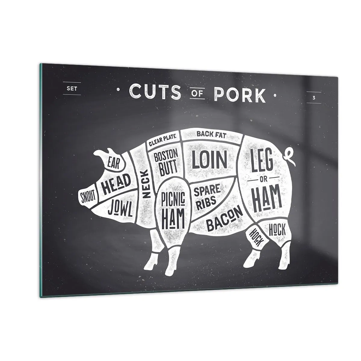 Obraz na skle - Slabikář řezníka - 120x80 cm