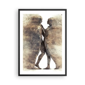 Plakát v černém rámu - Figurky v uměleckém stylu s přírodními barvami - 50x70cm - Z prachu povstali, aby milovali - Moderní nástěnná dekorace do obývacího pokoje a ložnice ARTTOR