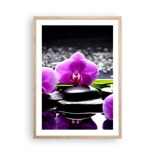 Plakát v rámu světlý dub - Utonout v tichu a klidu - 50x70 cm