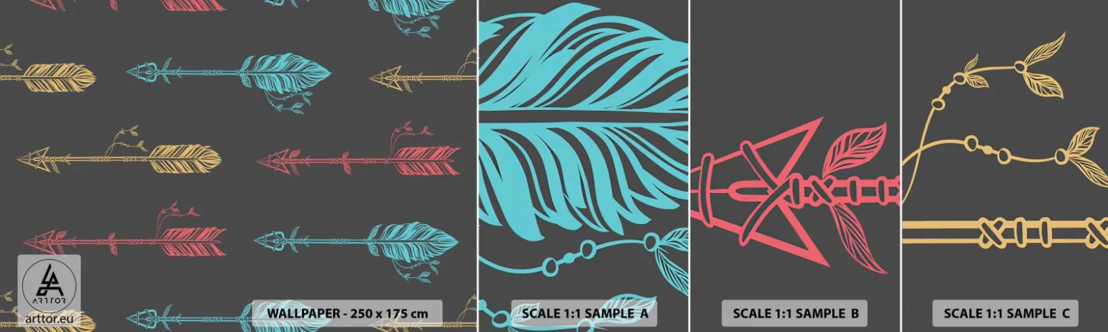 Vzor Fototapety Samolepicí Deluxe Sticker - V lati - Abstrakce, Boho, Šipka - 100x30 cm