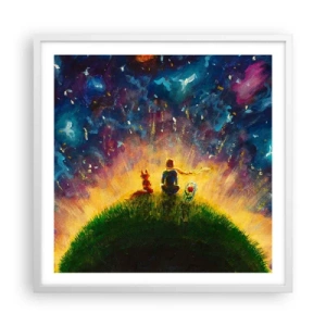 Plakát v bílém rámu - Láska a přátelství - celý svět - 60x60 cm