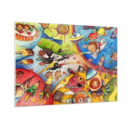 Obraz na skle - Velké vesmírné dobrodružství - 100x70 cm