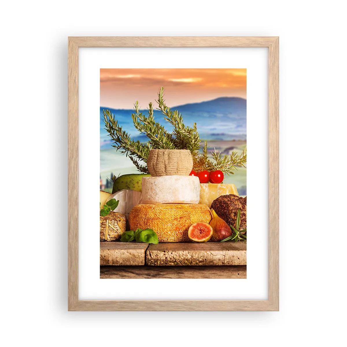 Plakát v rámu světlý dub - Italská radost ze života - 30x40 cm