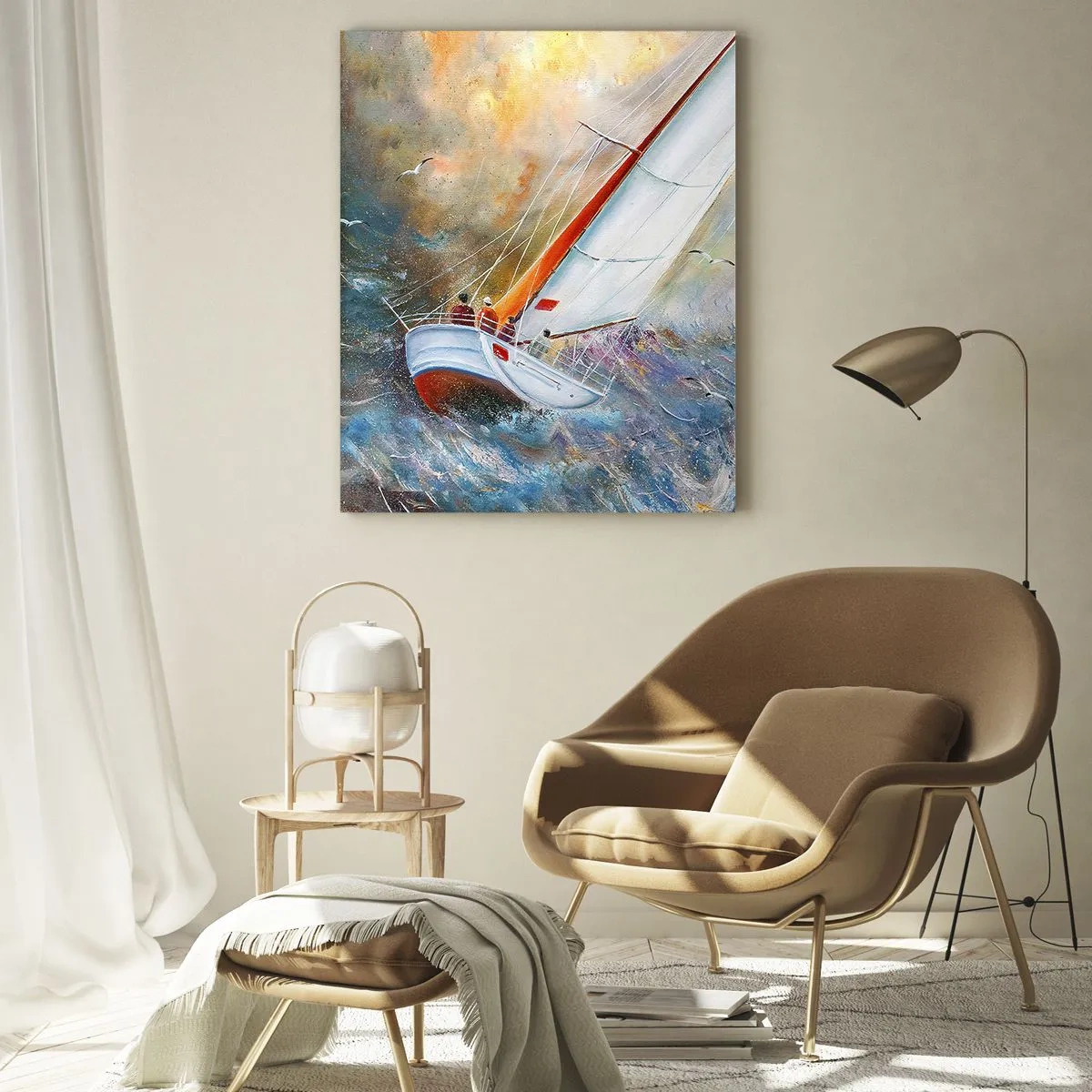 Obraz na skle - Běžící přes vlny - 50x70 cm