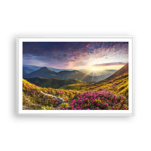 Plakát v bílém rámu - Svěžest horského rána - 91x61 cm