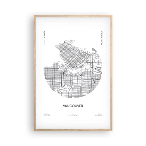 Plakát v rámu světlý dub - Anatomie Vancouveru - 61x91 cm