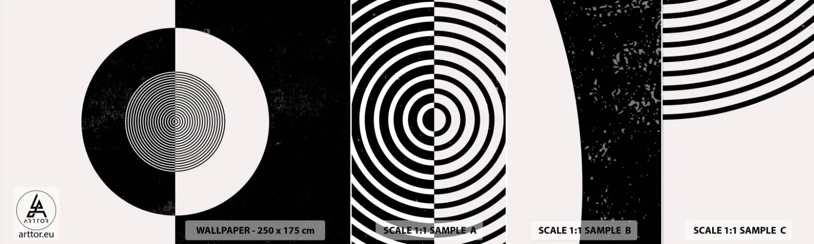 Vzor Fototapety Samolepicí Deluxe Sticker - Harmonie v černé a bílé - Abstrakce, Kus, Černý a bílý - 100x30 cm