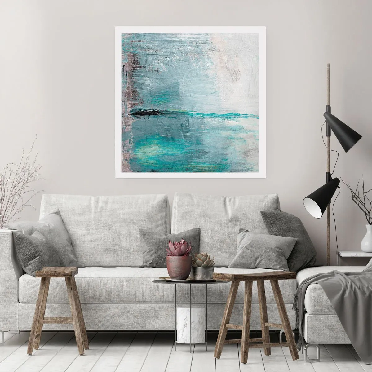 Plakát - Horizontálně v modři - 60x60 cm