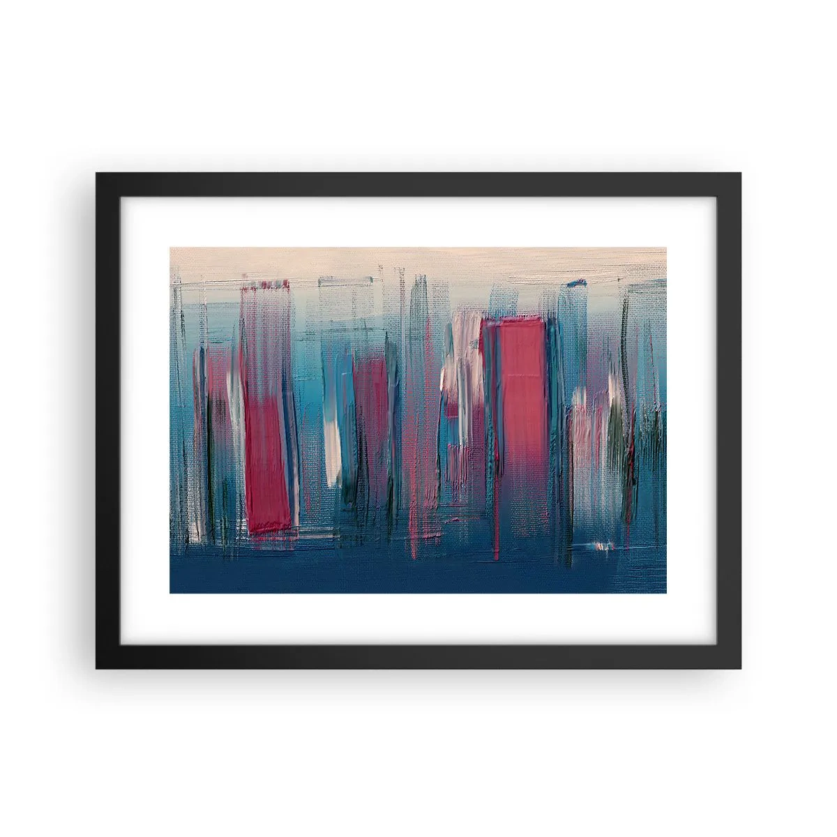 Plakát v černém rámu - Vertikální kompozice v modré a červené - 40x30 cm