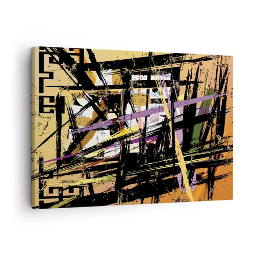 Obraz na plátně - Abstraktní linie a tvary na béžovém pozadí - 70x50cm - Ostrý řez - Moderní nástěnná dekorace do obývacího pokoje a ložnice ARTTOR