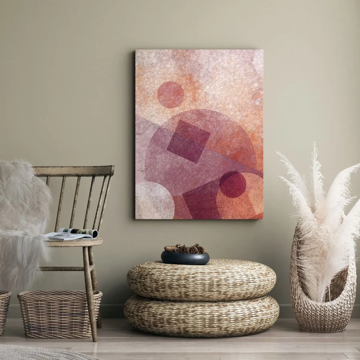 Obraz na plátně - Geometrické proměny v růžové - 50x70 cm
