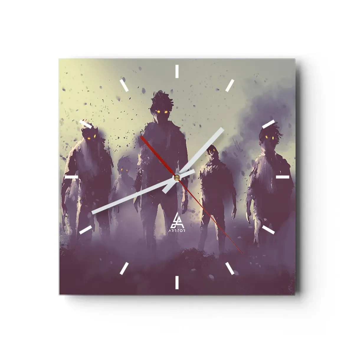 Nástěnné hodiny - Dávej pozor! Přicházejí - 40x40 cm