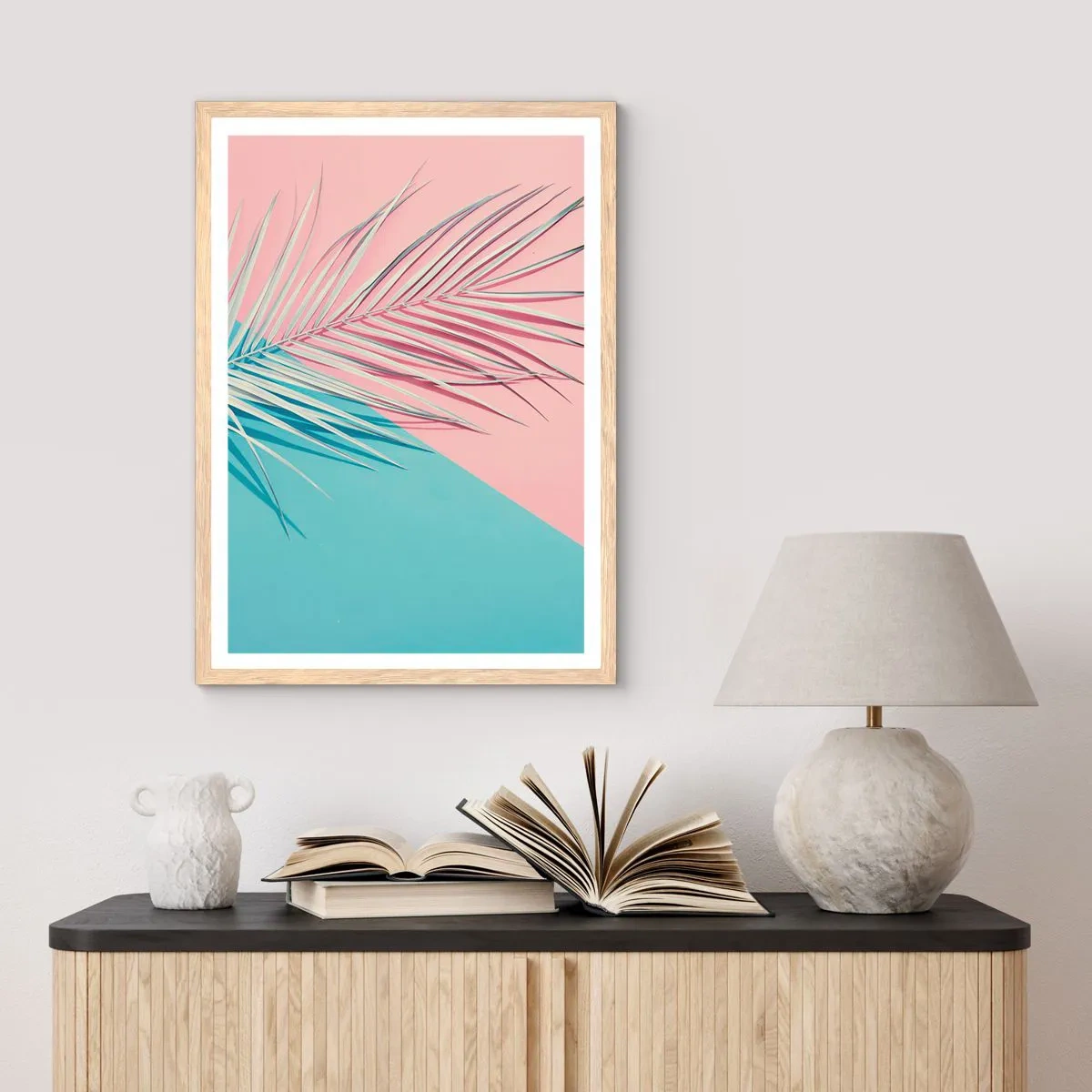 Plakát v rámu světlý dub - Tropický dojem - 61x91 cm