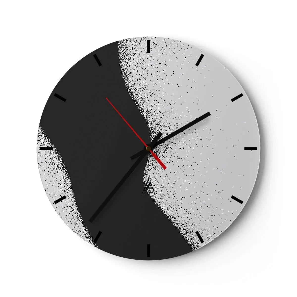 Nástěnné hodiny - Černobílá abstrakce s plynulým přechodem a zrnitým efektem - 30x30cm - Plynulá rovnováha - Moderní nástěnná dekorace do obývacího pokoje, kuchyně a ložnice ARTTOR