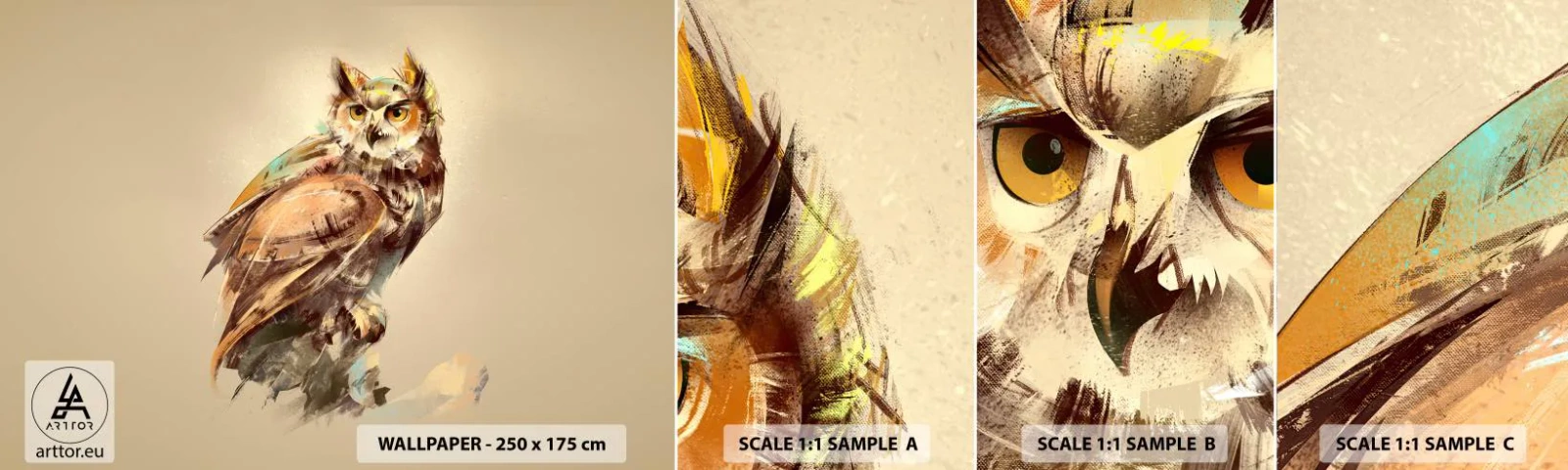 Vzor Fototapety Samolepicí Deluxe Sticker - Nejchytřejší sova - potvrdí doubrava - Sova, Pták, Abstrakce - 100x30 cm