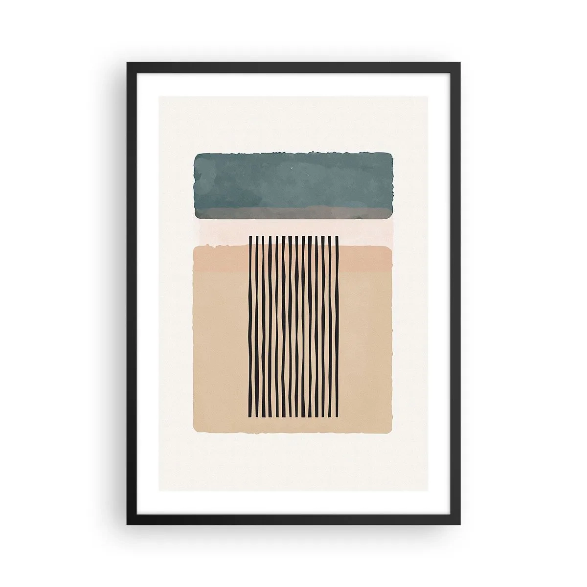 Plakát v černém rámu - Abstraktní geometrické obrazce v jemných barvách - 50x70cm - Všechno v pořádku - Moderní nástěnná dekorace do obývacího pokoje a ložnice ARTTOR