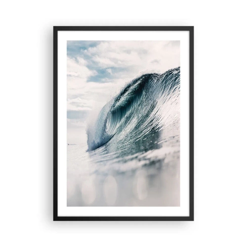Plakát v černém rámu - Silná oceánská vlna zachycená v pohybu - 50x70cm - Vodní špička - Moderní nástěnná dekorace do obývacího pokoje a ložnice ARTTOR
