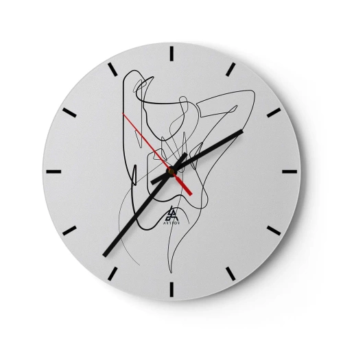 Nástěnné hodiny - Abstraktní ženská silueta v minimalistické linii - 30x30cm - Ty jsi záhada… - Moderní nástěnná dekorace do obývacího pokoje, kuchyně a ložnice ARTTOR