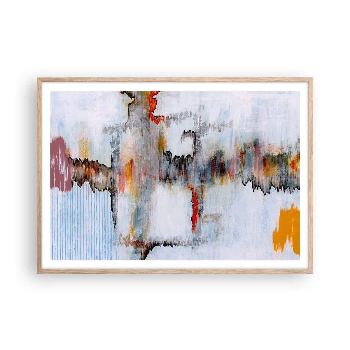 Plakát v rámu světlý dub - Klackem po vodě - 100x70 cm