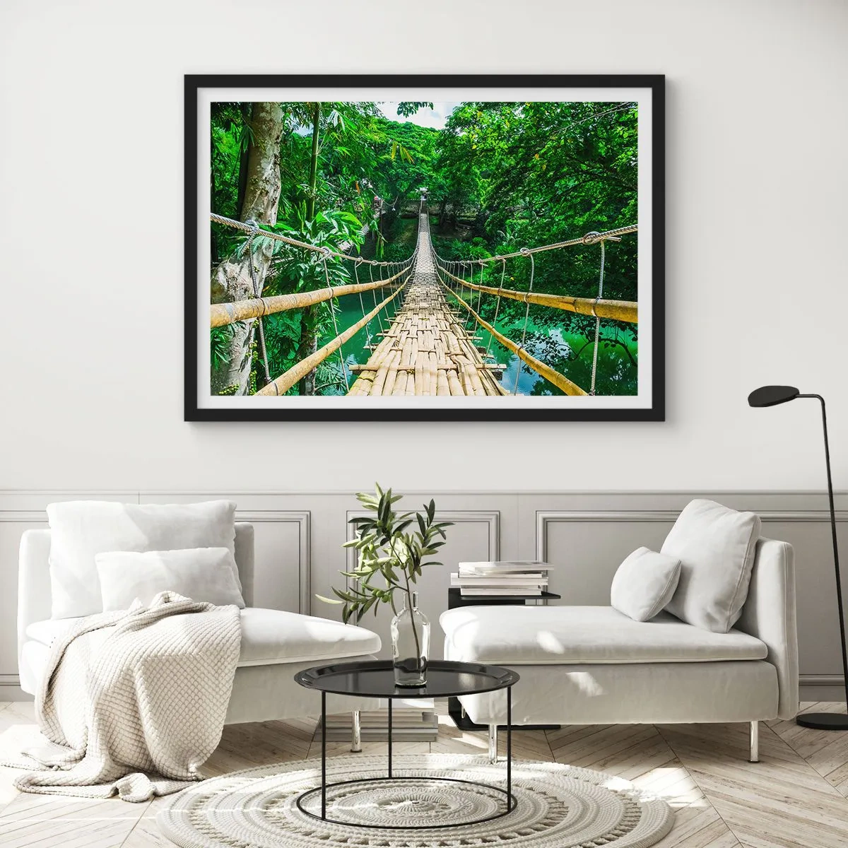 Plakát v černém rámu - Opičí most nad zelení - 70x50 cm