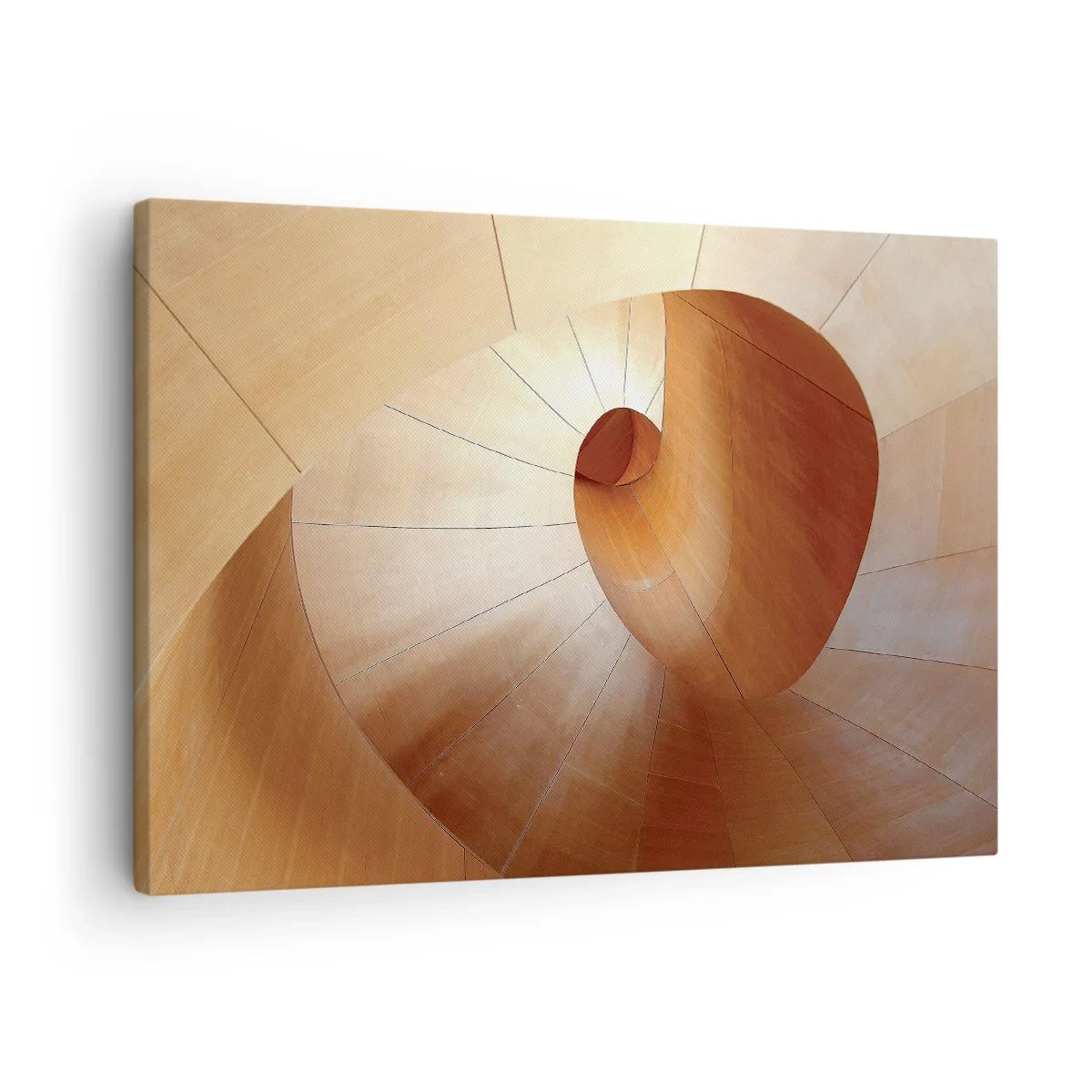 Obraz na plátně - Abstraktní spirála v odstínech dřeva a světle hnědé - 70x50cm - Architektonická serpentina - Moderní nástěnná dekorace do obývacího pokoje a ložnice ARTTOR