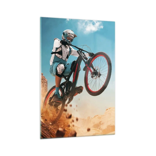 Obraz na skle - Cyklistický démon šílenství - 70x100 cm