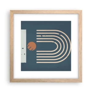 Plakát v rámu světlý dub - Geometrie v námořnické modři - 30x30 cm