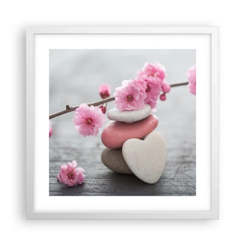 Plakát v bílém rámu - Blaženost s višňovým květem - 40x40 cm