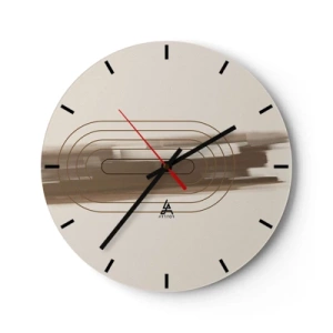 Nástěnné hodiny - Minimalistický vzor s linkami a béžovým pozadím. - 30x30cm - Závan šedi - Moderní nástěnná dekorace do obývacího pokoje, kuchyně a ložnice ARTTOR