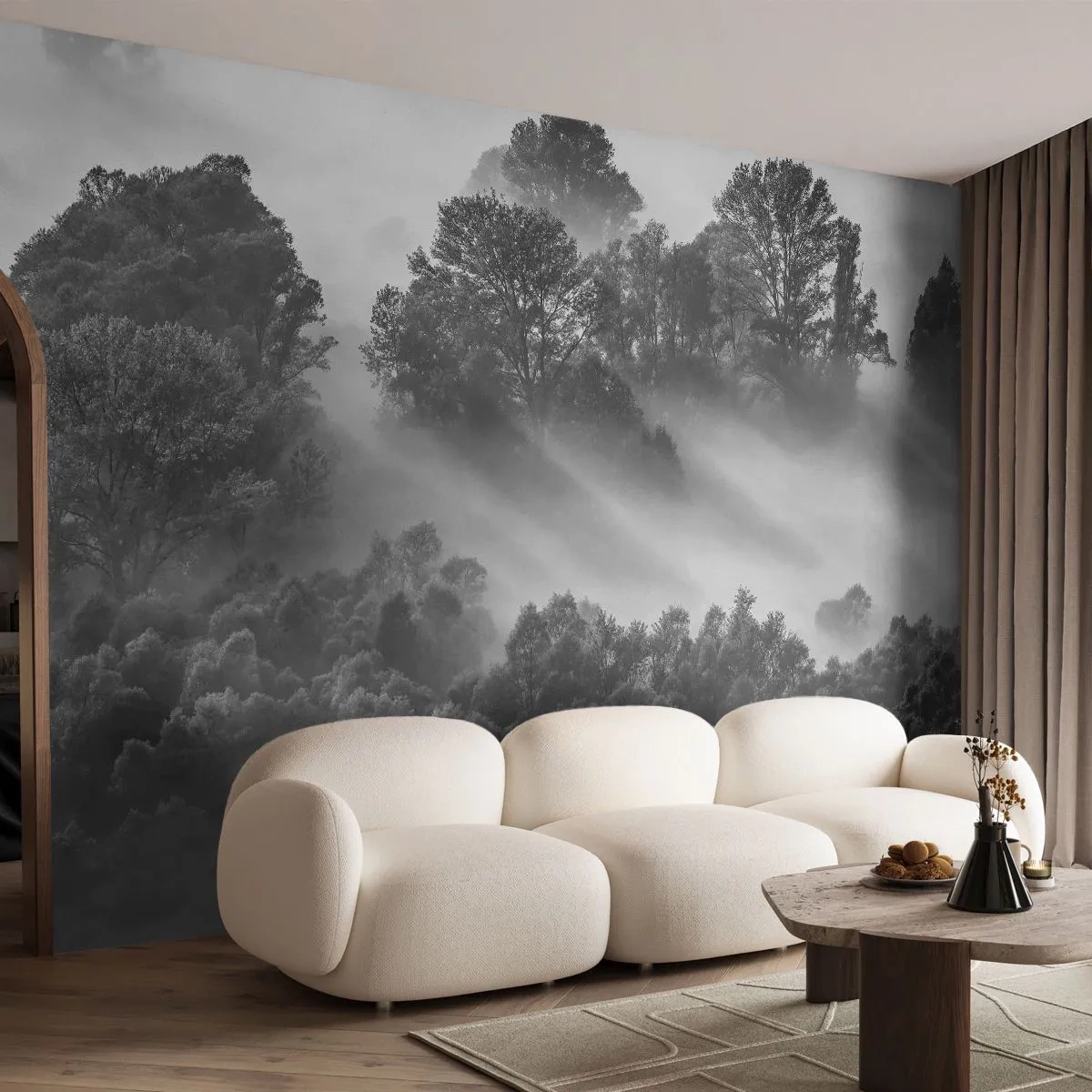 Fototapeta Premium Canvas - Probouzení ze spánku - Krajina, Les, Mlha - 250x175 cm