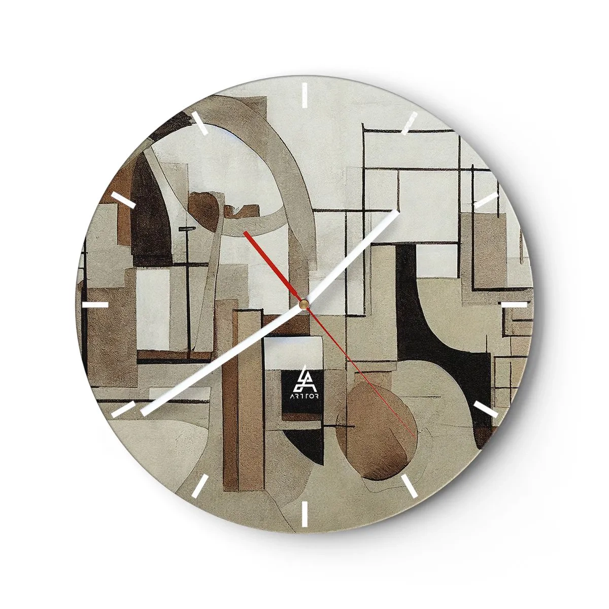 Nástěnné hodiny - Abstraktní uspořádání forem připomínající architekturu - 30x30cm - Městská krajina 2.0 - Moderní nástěnná dekorace do obývacího pokoje, kuchyně a ložnice ARTTOR