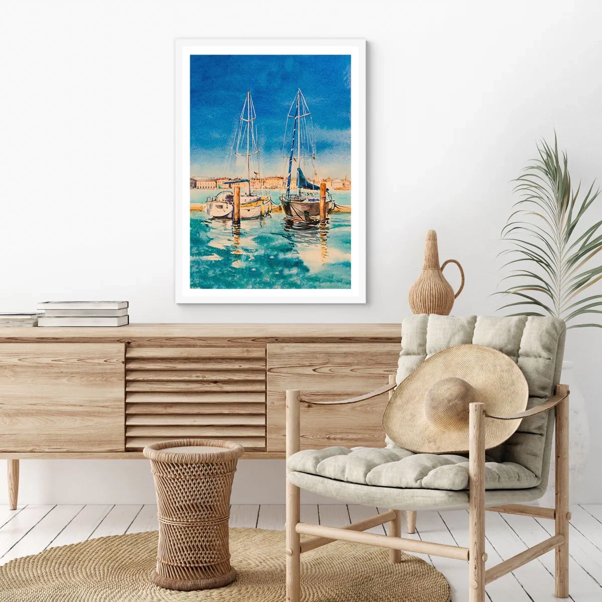 Plakát v bílém rámu - Slunečná laguna - 40x50 cm