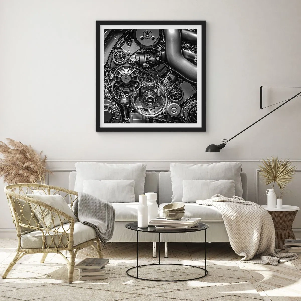 Plakát v černém rámu - Poezie mechaniky - 40x40 cm