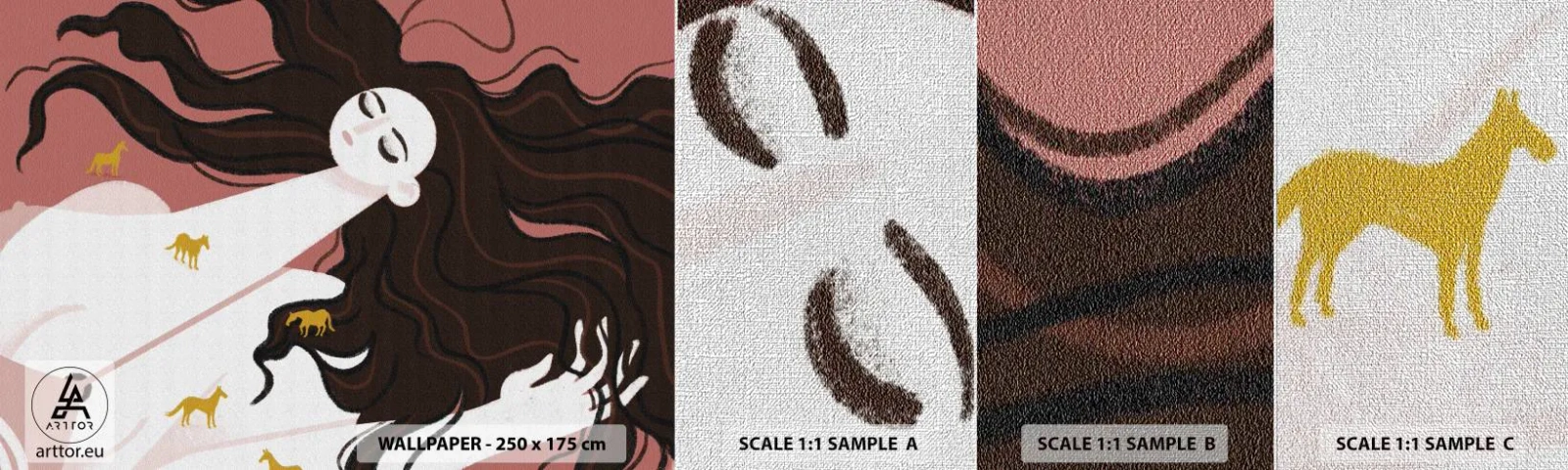 Vzor Fototapety Premium Canvas - Sen o zlatém koni - Žena, Portrét, Minimalismus - 100x30 cm