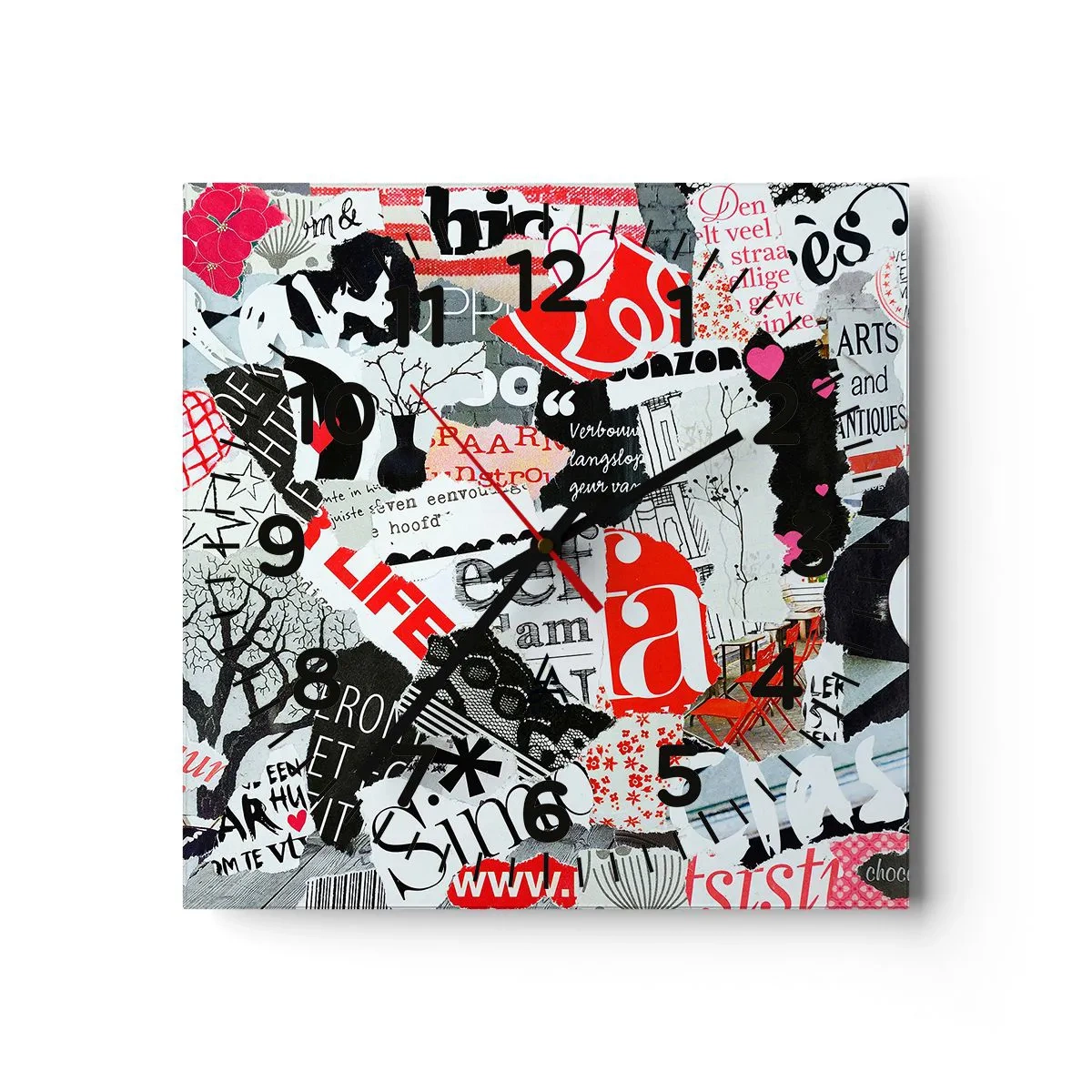 Nástěnné hodiny - Hipsterská koláž - 40x40 cm
