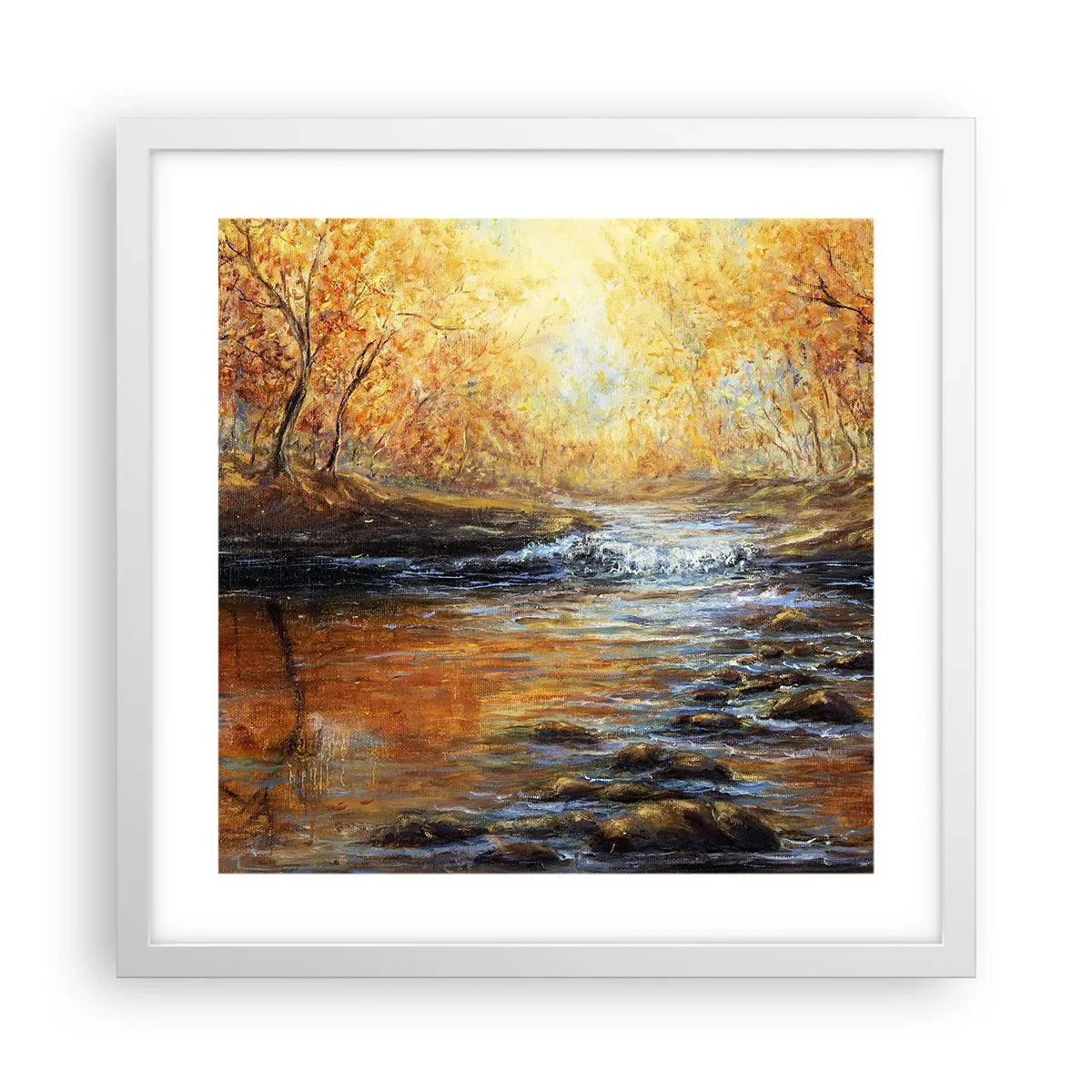 Plakát v bílém rámu - Zlatý potok - 40x40 cm