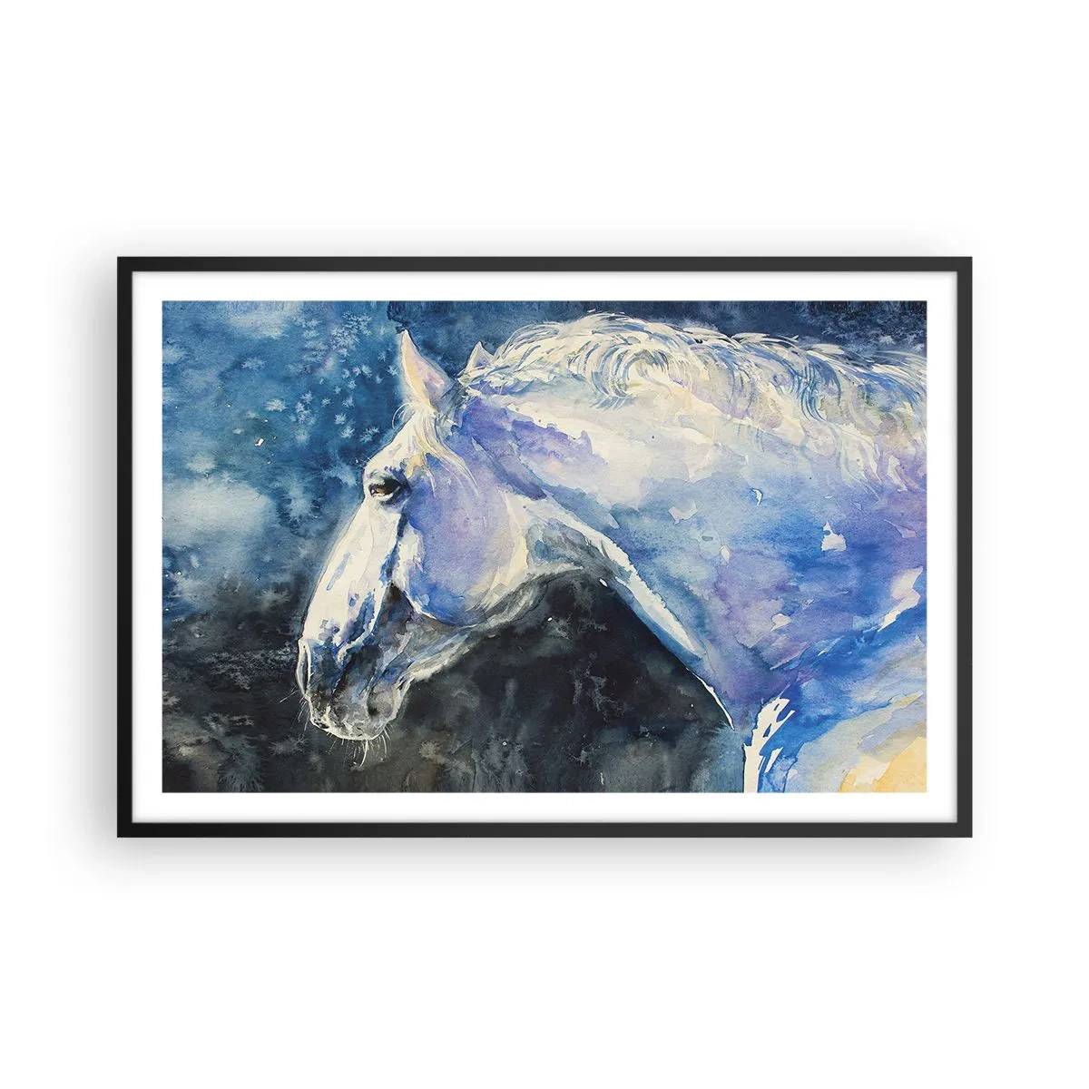 Plakát v černém rámu - Portrét v modré záři - 91x61 cm