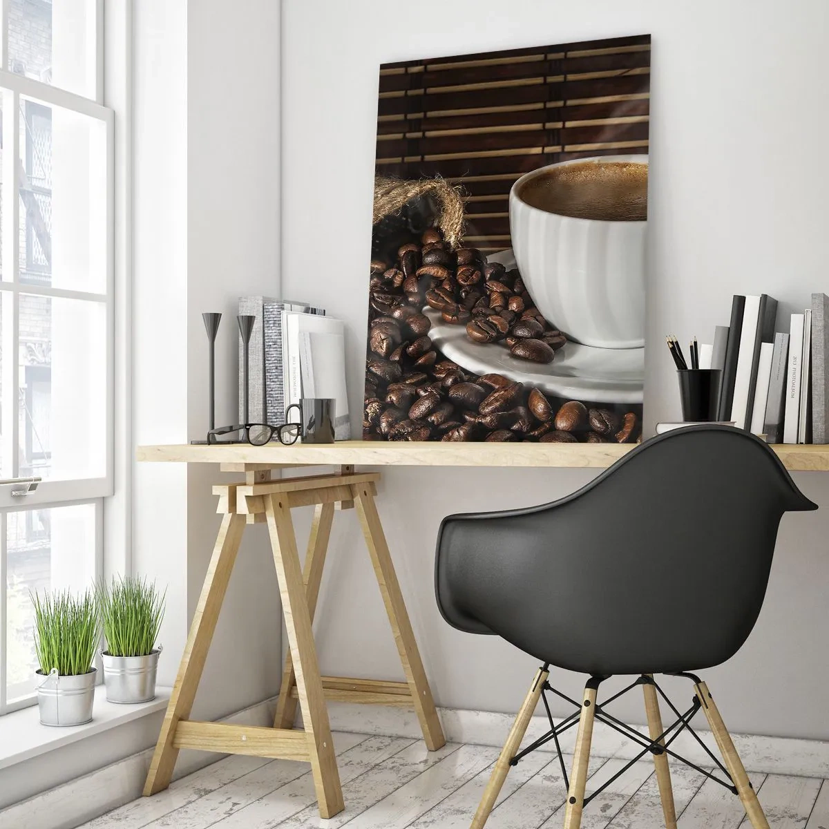 Obraz na skle - Černost uhlí, průzračnost jantaru - 50x70 cm