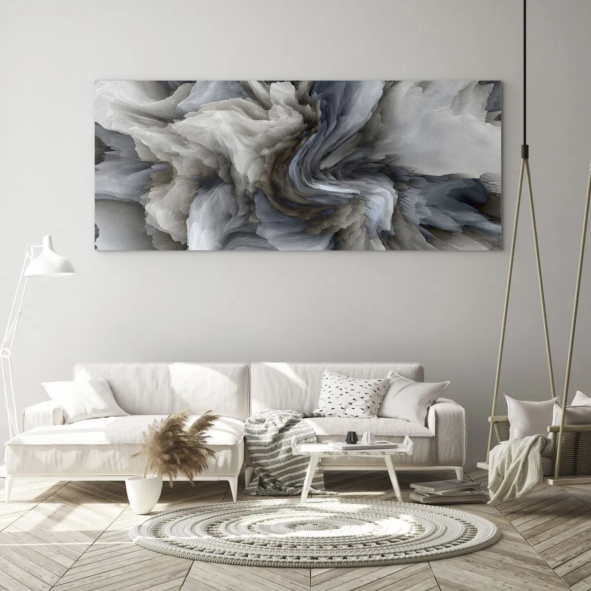 Obraz na skle - Kámen a květ - 100x40 cm