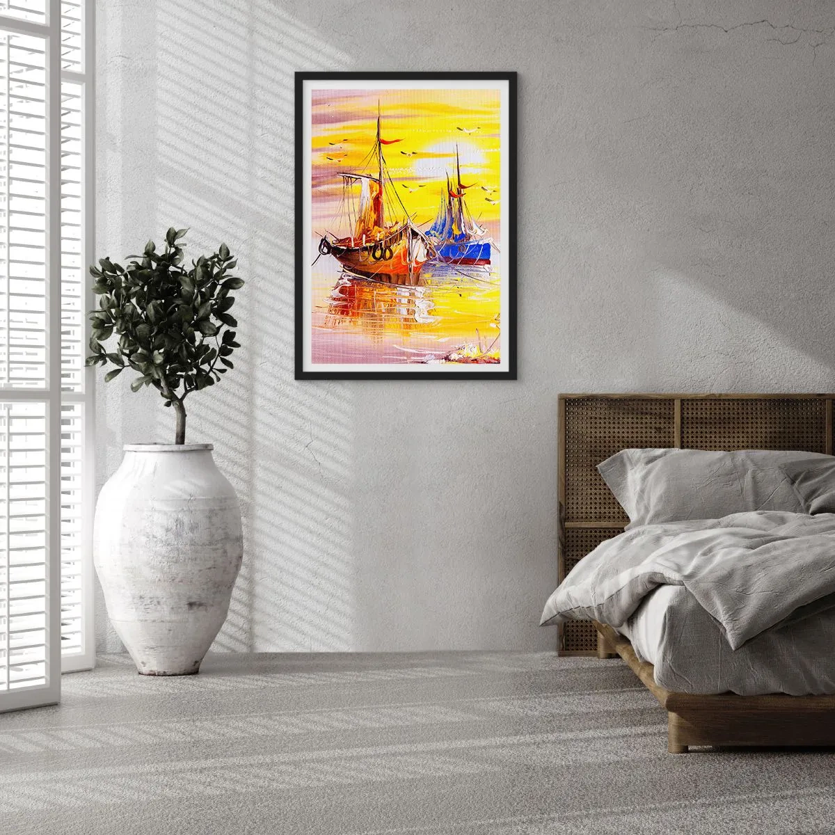 Plakát v černém rámu - Zasloužený odpočinek v přístavu - 61x91 cm