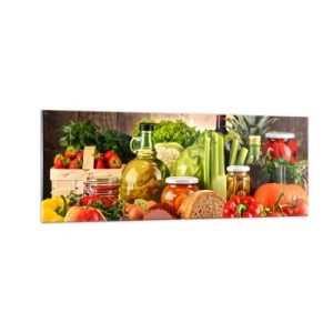 Obraz na skle - Uzené, pečené, marinované - 140x50 cm